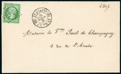 N°12 OB losange D, C. Diston/3h30 Sr/D sur imprimé local de Paris ...