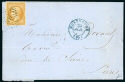 N°13 OB PC 2147, C. MONTROUGE en bleu sur lettre pour Paris au tarif ...