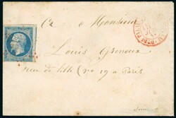 N°14A OB étoile rouge, C. Br DU PALAIS DE FONTAINEBLEAU en rouge ...