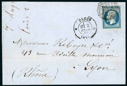 N°14 OB grand octogone de points (23mm) sur lettre de Paris pour ...