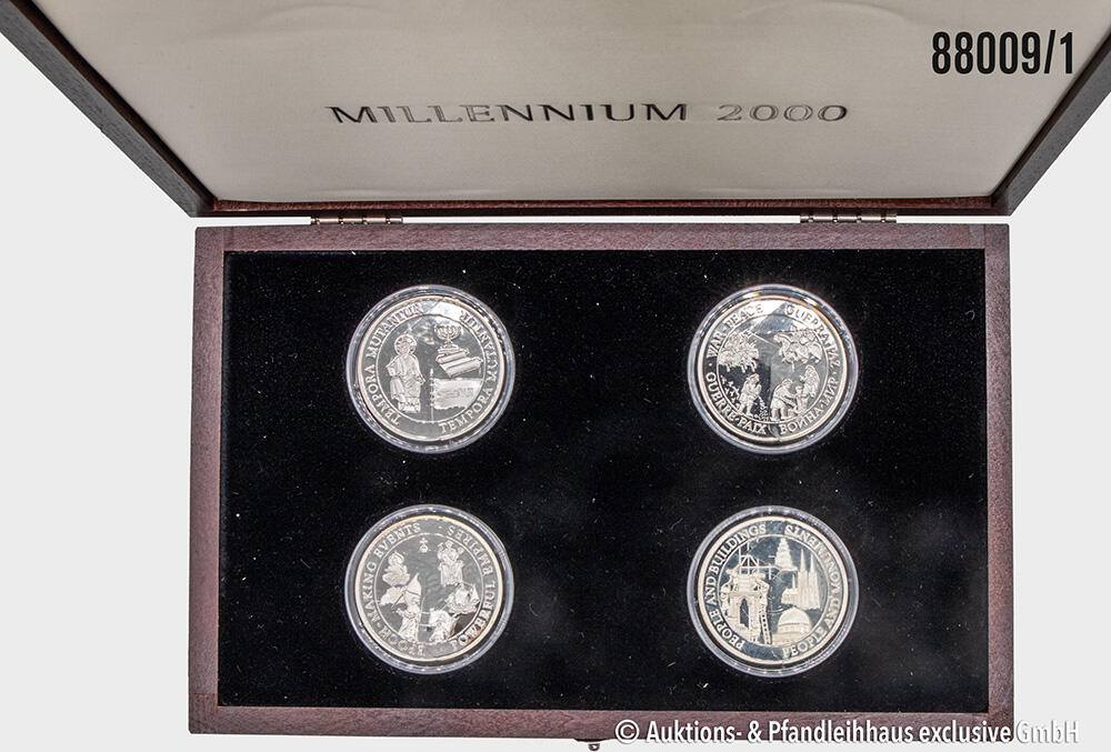 Medaillen Konvolut 4 Stück Millennium 2000 Silbermünzen 5 Dollar, ...