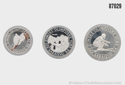 Jugoslawien Set v. 3 Münzen, 100, 250 u. 500 Dinar 1982 Olympiade ...