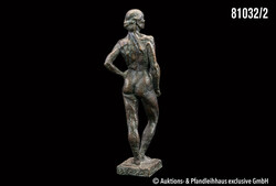 Unbekannter Bildhauer Damenakt, Bronze, teils braun patiniert, auf ...