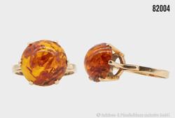 Goldring mit Bernstein, 585er GG, Gesamtgewicht ca. 4,8, Ringgröße ...