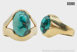 Goldring mit Amazonit , 585er GG, Gesamtgewicht ca. 9,7 g, ...