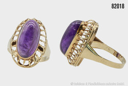 Goldring mit Amethyst, 585er GG, Gesamtgewicht ca. 3,9 g, Ringgröße ...