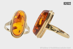 Goldring mit Bernstein, 333er GG, Gesamtgewicht ca. 2,7 g, ...