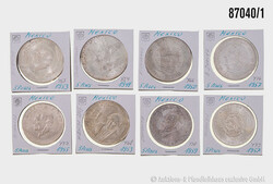 Mexiko Konvolut 8x 5 Pesos, 1948-1959, verschiedene Motive, Silber ...