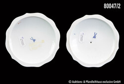 Meissen 2 Kerzenleuchter "Indisch Purpur", Porzellan, Goldstaffage, ...