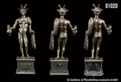 Museumsreplik, Mercurius A Contiomago, goldbronzene Statue des Merkur ...