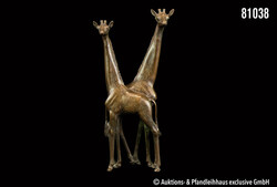 Unbekannter Künstler des 20.Jh. Giraffenpaar, Bronze, dunkel ...