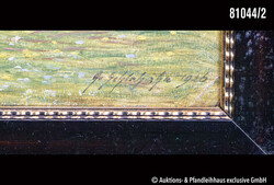 Albin Schlehahn (1870 Eichigt - Jößnitz 1939 ) Gehöft im Frühling ...