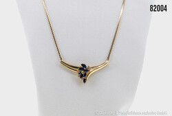 Collier Gold 585 GG, mit Saphiren, ca. 1 ct. und 3 Diamanten, ca. 0 ...