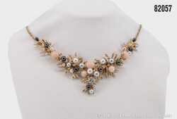 Collier 585 GG, mit Zuchtperlen, Korallen und 1 Brillant, w - si, ca. ...