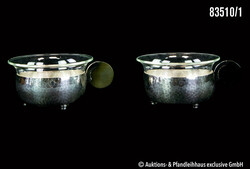 2 Bauhaus-Design Teegläser, Silber, gestempelt 835, Halbmond und ...