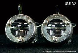 2 Bauhaus-Design Teegläser, Silber, gestempelt 835, Halbmond und ...