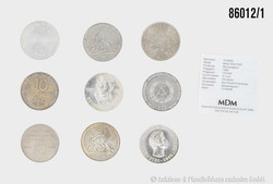 DDR Konvolut 10 Mark Gedenkmünzen, insg. 9 Stück, alles ...