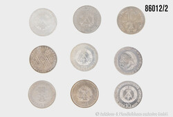 DDR Konvolut 10 Mark Gedenkmünzen, insg. 9 Stück, alles ...