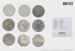 DDR Konvolut 10 Mark Gedenkmünzen, insg. 9 Stück, alles ...