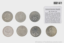 DDR Konvolut 10 Mark Gedenkmünzen, insg. 7 Stück, alles ...