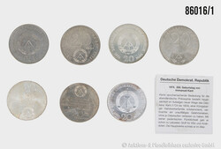 DDR Konvolut 20 Mark Gedenkmünzen, insg. 7 Stück, alles ...