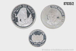 Republik Niger Konvolut 3 Münzen, 500 Francs 1960, 1000 Francs 1960 ...