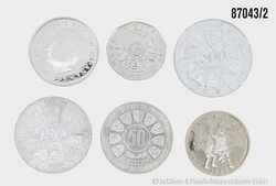 Österreich / Spanien / USA Konvolut, insg. 6 Stück, 50 Schilling ...