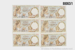 Frankreich Konvolut 6 Banknoten, jeweils 100 Francs 1x 1940 u. 2x ...