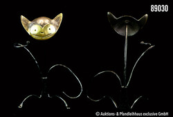 Walter Bosse Weinflaschenhalter, Messing, Katzenform, H ca. 34,5 cm, ...