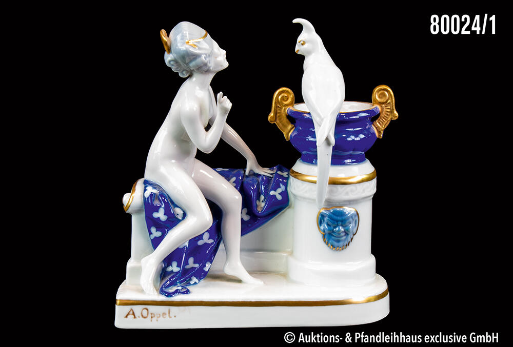 Rosenthal Porzellanfigur "Venus mit Kakadu", Porzellan, polychrome ...