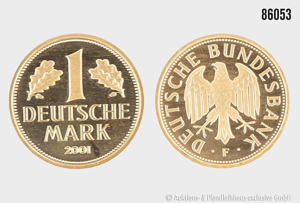 BRD 1 Mark 2001 F, Gold 999,9, 12,03 g, Zust. vz