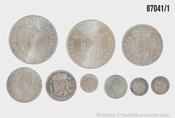 Niederlande Konvolut 9 Münzen, 10 Gulden 1970, Silber 720, 25,03 g, ...