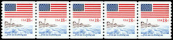1981, 18¢ Flag & Lighthouse, horizontal coil (Scott 1891), strip of ...
