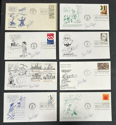 1977-81, a group of 16 first day covers with humorous cachets, signed ...
