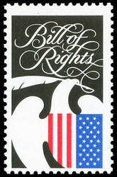 1989, 25¢ Bill of Rights, black (engraved) omitted (Scott 2421a), o ...