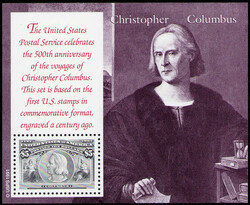 1992, Voyages of Columbus, souvenir sheet of 1, "Christopher ...