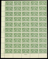 Special Handling, 1928, 15¢ yellow green (Scott QE2), complete sheet ...