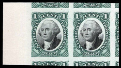 Proprietary, 1871, 1¢ green & black, plate proof on card (Scott ...