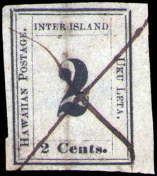 Hawaii, 1863, Numeral, 2¢ black on grayish (Scott 16), position ...