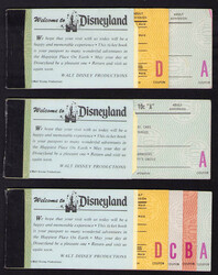 Disneyana, c. 1960's (?), 3 adult admission tickets to Disneyland, ...