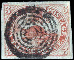 Canada, 1851, Beaver, 3d red, on laid paper, imperforate (Scott 1), 4 ...