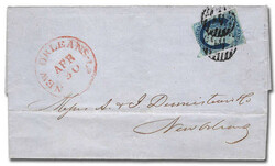 1851, 1¢ Franklin, blue, type II (Scott 7), deep shade, used on a ...