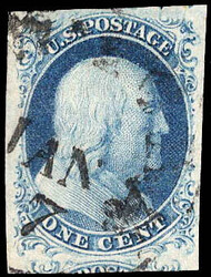 1852, 1¢ Franklin, blue, type IV (Scott 9), position 16L1L, a gem ...