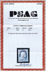 1852, 1¢ Franklin, blue, type IV (Scott 9), position 6R1L, ample to ...