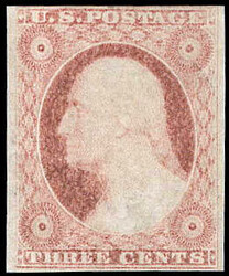 1852, 3¢ Washington, dull red, type I (Scott 11), 4 clear to large ...
