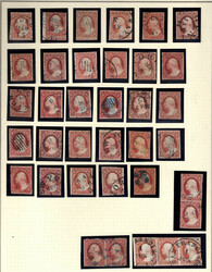 1851-52, 3¢ Washington (Scott 10, 11, 11A), a group of 56 stamps and ...