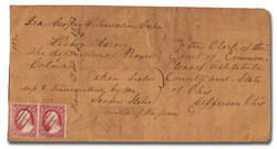 1852, 3¢ Washington, dull red, type I (Scott 11), two covers both ...