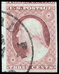 1852, 3¢ Washington, dull red, type II (Scott 11A), large to lavish ...