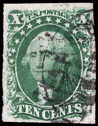 1855, 10¢ Washington, green, type III (Scott 15), Extremely Fine, ...