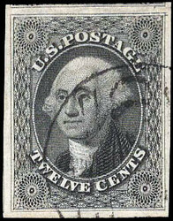 1851, 12¢ Washington, gray black (Scott 17), a magnificent gem ...